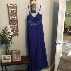 Beautiful royal blue beaded chiffon gown
